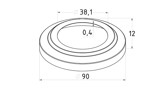 Низ стойки Ø38.1 мм, S=0,4 мм, внешний Ø90х12 мм, полированный 400# AISI 201 k007-8 3 Низ стойки Ø38.1 мм, S=0,4 мм, внешний Ø90х12 мм, полированный 400# AISI 201 k007-8 3