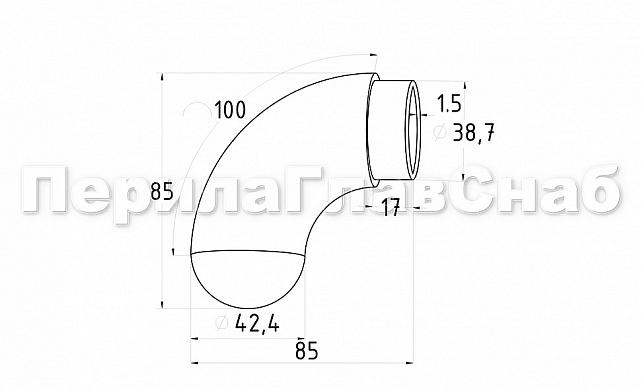 Отвод оконечный литой с круглой заглушкой Ø42.4 AISI 304 #600 k373 2