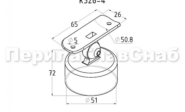 Наконечник шарнирный на стойку Ø50.8 мм, под поручень Ø50.8 мм, наружный, литой, полированный, нержавеющий (AISI 304) k326-4 3