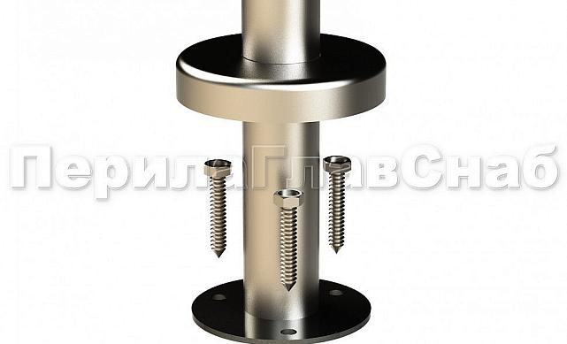 Стойка круглая Ø38.1: 2 штамп. зажимных стеклодержателя, полированная, высота 950 мм (AISI 201) k726-R 6