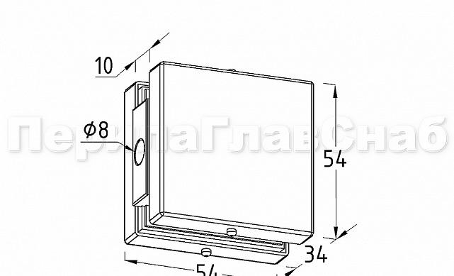 Коннектор стена-стекло 53х53, шлифованный t193 SSS 2