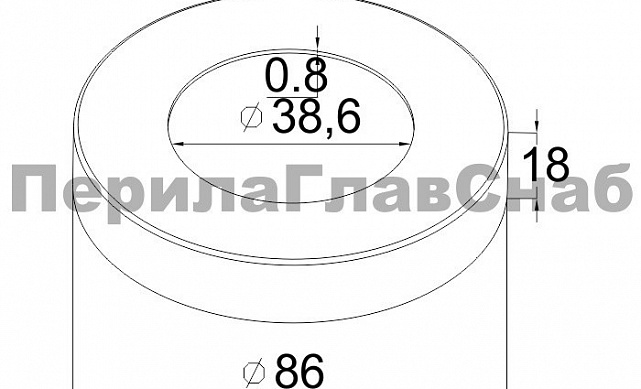Низ стойки Ø38.1 мм, Ø86 мм, полированный (AISI 304) k043 2 Низ стойки Ø38.1 мм, Ø86 мм, полированный (AISI 304) k043 2