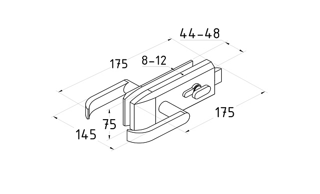 Замок для стеклянной двери с нажимной ручкой и притвором, евроцилиндр односторонний ключ/защелка, с ответной частью на стену, шлифованный t155-2 SSS  3 Замок для стеклянной двери с нажимной ручкой и притвором, евроцилиндр односторонний ключ/защелка, с ответной частью на стену, шлифованный t155-2 SSS  3