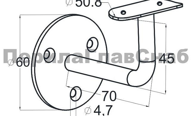 Пристенок с ложементом, сварной, (AISI 304) k010-2 2