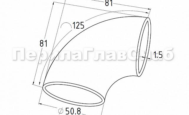 Отвод поручня под сварку Ø50.8х1.5 мм, 400 Grit, (AISI 304) k021 2