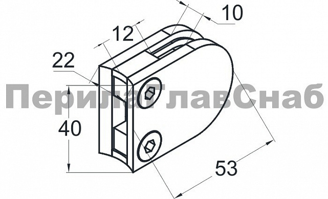 Стеклодержатель литой с вставками под стекло 8 мм (4+4 мм), закругленный под Ø38.1 мм, 40х22х50, золотой k001-88 2 Стеклодержатель литой с вставками под стекло 8 мм (4+4 мм), закругленный под Ø38.1 мм, 40х22х50, золотой k001-88 2
