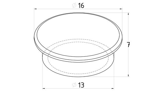 Заглушка фигурная штампованная 16x1.0x0.4, AISI 304 k200-4 2
