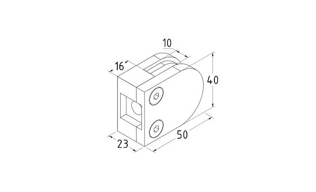 Стеклодержатель литой, под стекло 8-10 мм (4+4 мм), на плоскость 40х23х48 полированный (AISI 316) k002-4 2