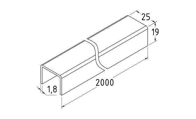 Профиль П-образный t=1,5 мм под стекло 20 мм, шлифованный, длина 2000 мм AISI 304 Ф-1148 2