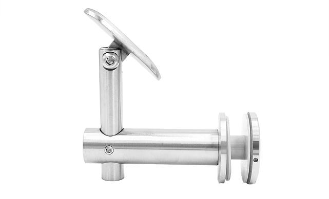 Выносной держатель поручня на стекло 8-20 мм, регулируемый, с ложементом, шлифованный, (AISI 304) k241 5