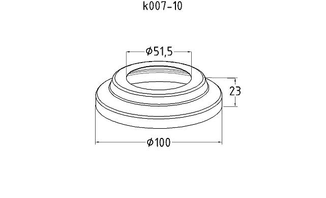 Низ стойки Ø50.8 мм, S=0,4 мм, внешний 100х12 мм, полированный, AISI 201 k007-10 3