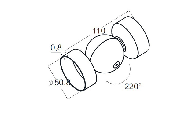 Поворот дер./пласт. поручня Ø49х0.8 мм, полированный, (AISI 201) k053-4 3 Поворот дер./пласт. поручня Ø49х0.8 мм, полированный, (AISI 201) k053-4 3