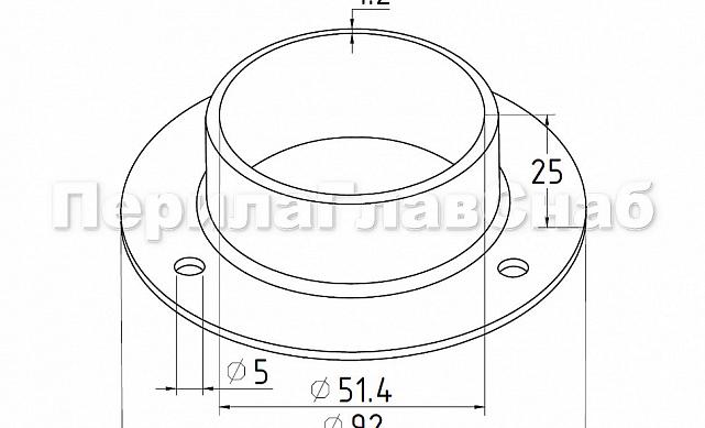 Фланец штампованный, полированный для Ø50.8 мм, толщина 1.2 мм (AISI 304) ЭКОНОМ k532-2 3