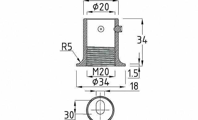 Соединитель стена-труба 19 мм, цинк-хром полированный t907 Pzn 4
