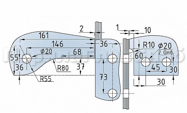 Фитинг угловой с осью и ребром жесткости, шлифованный t141L SSS 3