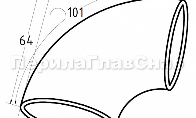 Отвод поручня под сварку Ø38.1х1.45 мм, 400 Grit, (AISI 304) k095 2