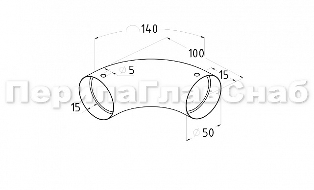 Поворот 90 град для круглого пластикового поручня (AISI 304) k259-2 2 Поворот 90 град для круглого пластикового поручня (AISI 304) k259-2 2