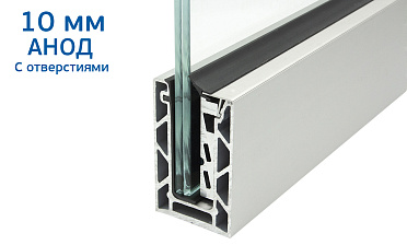 Комплект профиля зажимного для стекла 10мм и 5+5, с отверстиями, АНОД. алюминий 100х60мм, т100-1-10 купить в Казани Комплект профиля зажимного для стекла 10мм и 5+5, с отверстиями, АНОД. алюминий 100х60мм, т100-1-10 купить в Казани