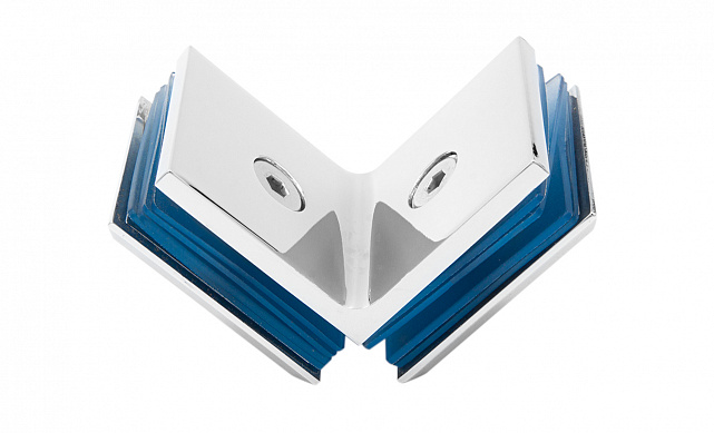 Коннектор для душевой кабины стекло-стекло 90° 45х45 мм латунь-хром, полированный  t735 PC 7 Коннектор для душевой кабины стекло-стекло 90° 45х45 мм латунь-хром, полированный  t735 PC 7