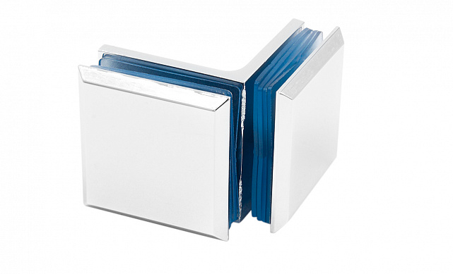 Коннектор для душевой кабины стекло-стекло 90° 45х45 мм латунь-хром, полированный  t735 PC 4 Коннектор для душевой кабины стекло-стекло 90° 45х45 мм латунь-хром, полированный  t735 PC 4